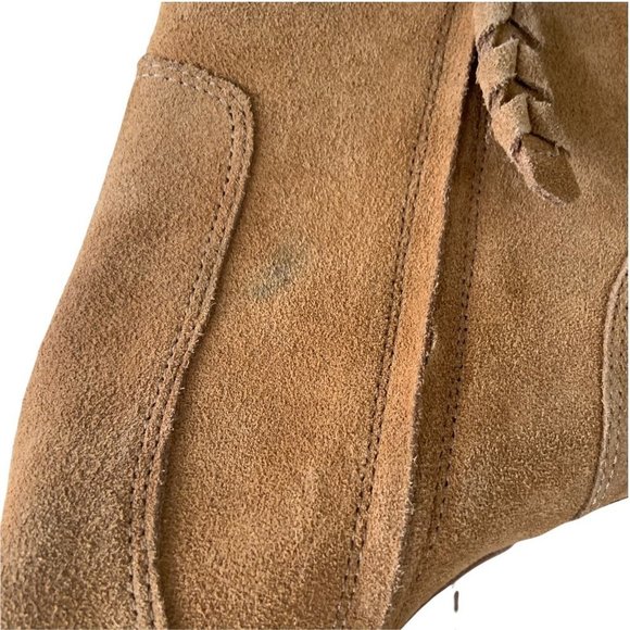 JOIE Tan Ankle Bootie 10 Western Side Zip High Heel Boot Suede Sexy Soft Brown - Picture 7 of 8
